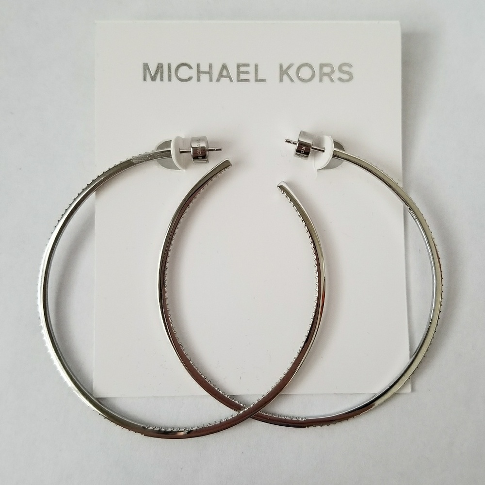 Michael Kors Silver Hoop Earrings Crystal